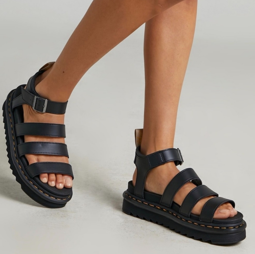 Sold!! Doc Martens Leather Sandals Size Women 10 Men 8- Blaire Gladiator NWT - Picture 4 of 15